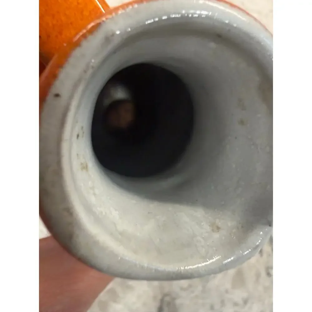 Vintage Signed Pottery Mini Vase / Pitcher Orange Speckled 6